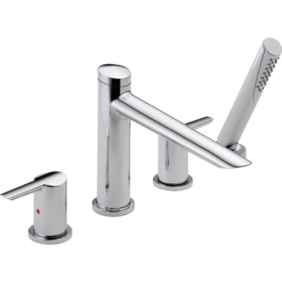 Compel Double Handle Deck Mounted Roman Tub Faucet Trim with Handshower