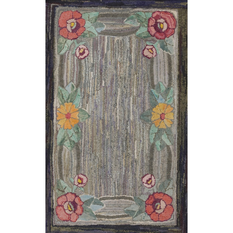Tapis à motif floral abstrait gris