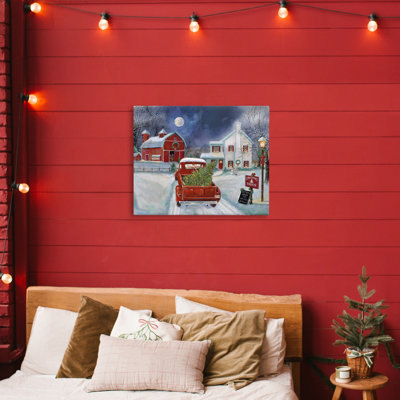 Toile d'entrée dans une ferme d'arbres de Noël, design par Ruane Manning