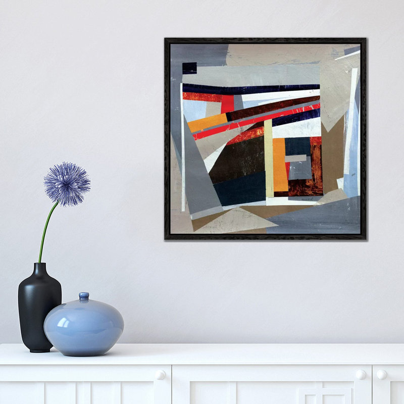 Mid-Century - Painting on Canvas, 45.72 cm H x 45.72 cm W, Black Framed
