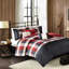 Housse de couette 6 pièces à chevrons avec accents brodés pour un lit très grand / très confortable-118740128-118740126