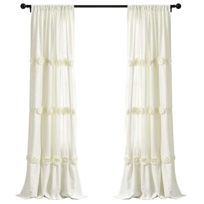 Darla Semi Sheer Curtain Single Panel, Ivory