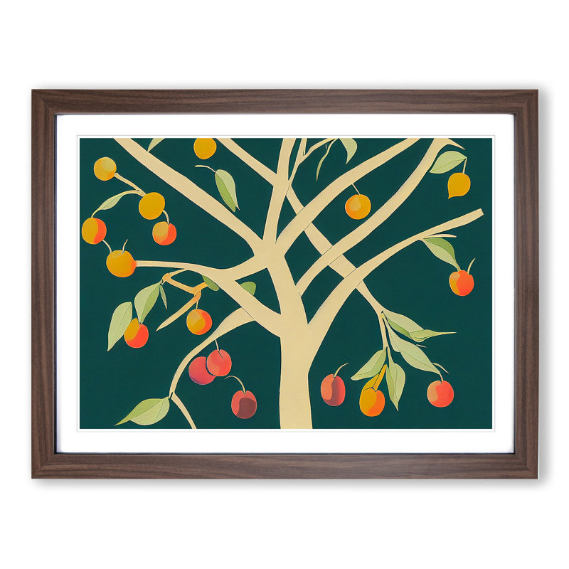 Fruit Tree Abstract - Framed Print, 46cm H x 64cm W x 2cm D, Walnut Framed