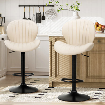 360° Swivel Upholstered Bar Stool – Height Adjustable with Sturdy Metal Frame