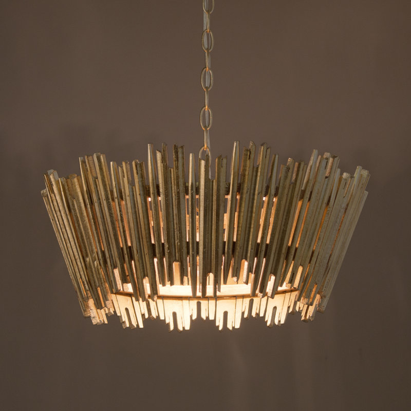 3 - Light Unique/Statement Rustic Drum Chandelier, Gold