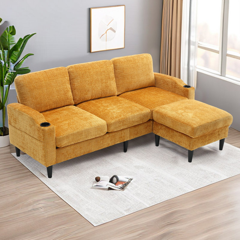 Canapé modulaire 2 pièces Adylynn, Polyester jaune
