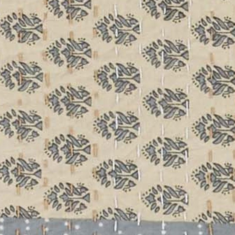 Jeté tricoté en patchwork de coton, Beige