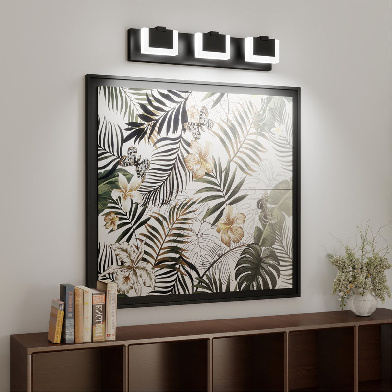 Luminaire de salle de bain moderne moderne à lumière noire et noire à DEL sur miroir 600K, H 4,3 po x l 22 po x P 4,7 po