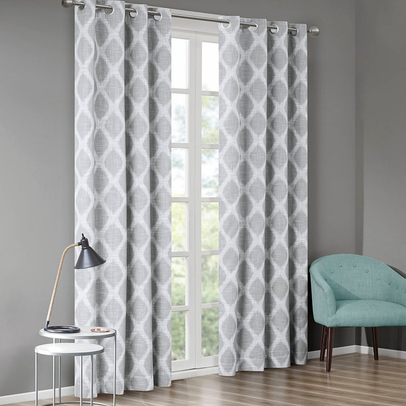 Panneau de rideau occultant imprimé Ikat (seulement 1 panneau PC), Turquoise, L 50,05 po x L 95,05 po