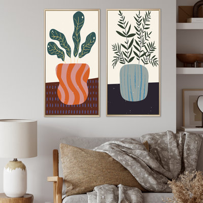 «Retro Silhouettes of Plants II», ensemble de 2 impressions