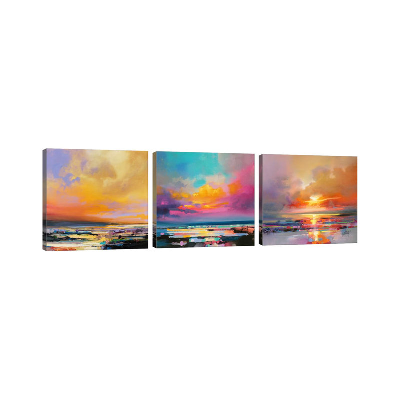 «Diminuendo Sky Triptych», ensemble d'art mural sur toile tendue (ensemble de 3)