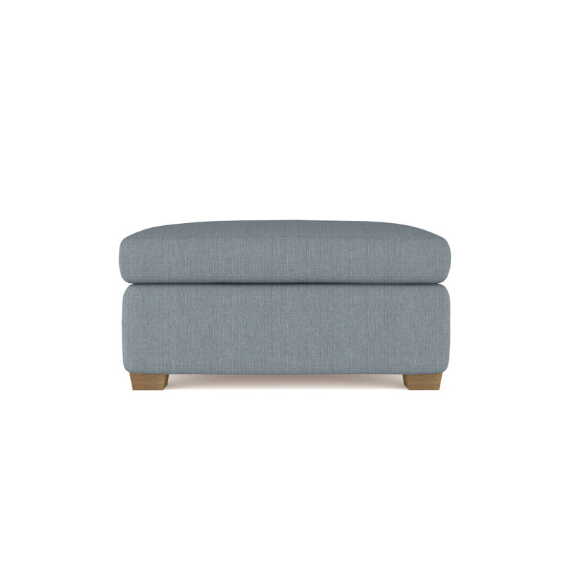 Rivington Ottoman, Plush Velvet Oyster, Weathered