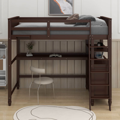 Twin Loft Bed With Drawers,Desk And Shelves