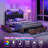 Bed Frame with RGB LED Headboard and Charging Station, Upholstered Backrest Bed with 6 Storage Drawers, Heavy Duty Metal Frame Support, No Box Spring Needed, No Noise-1878438232