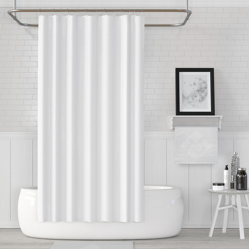 Shower Curtain with Hooks Included, White