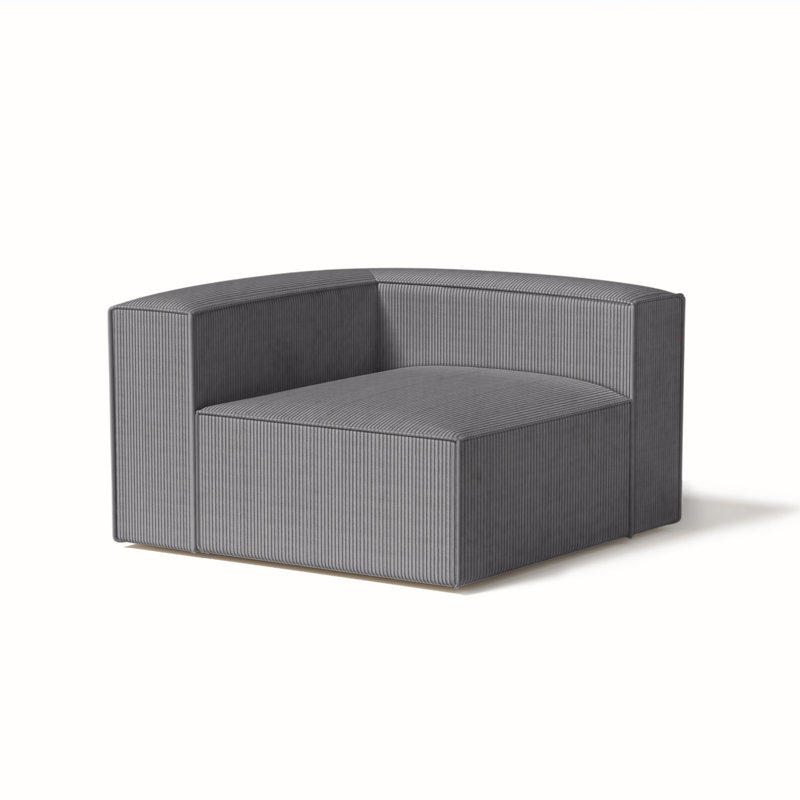 Hershberger-Canapé côté gauche-Gris-1/5, Velours côtelé gris