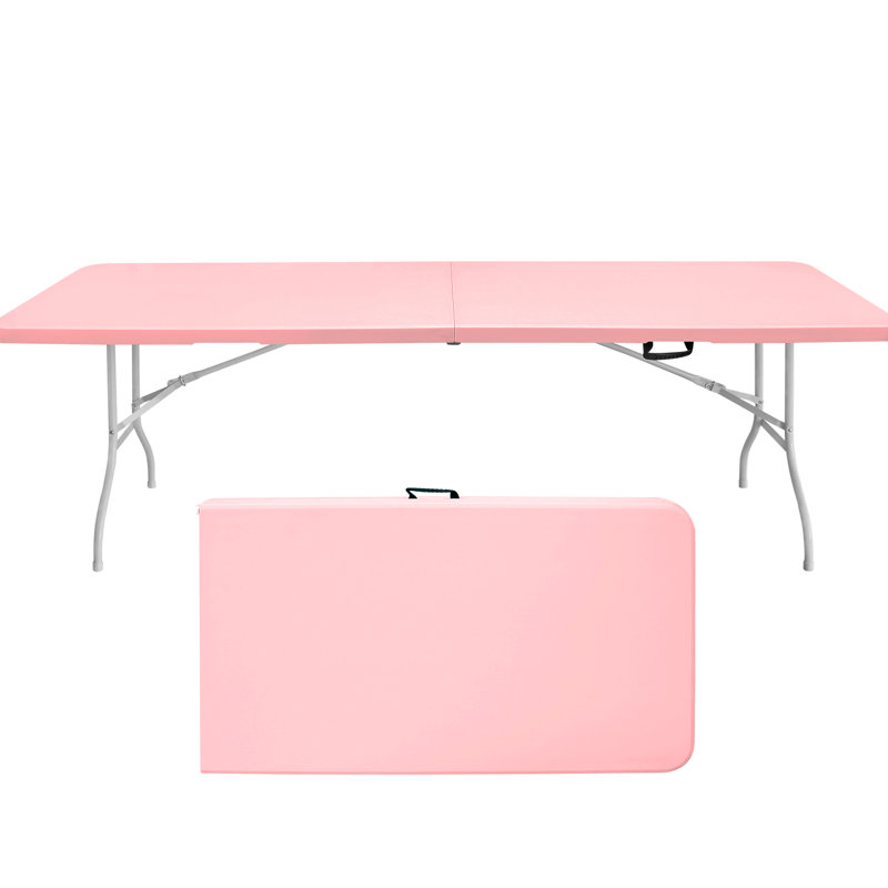 Table de camping portative rose de 8 pi - Pique-nique, fêtes, pique-nique pliable imperméable, fête, portable, imperméable, charge élevée