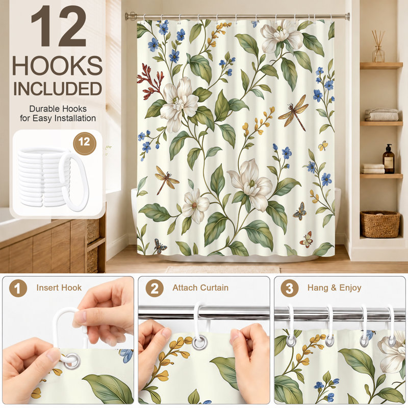 Shower Curtains with Hooks Included