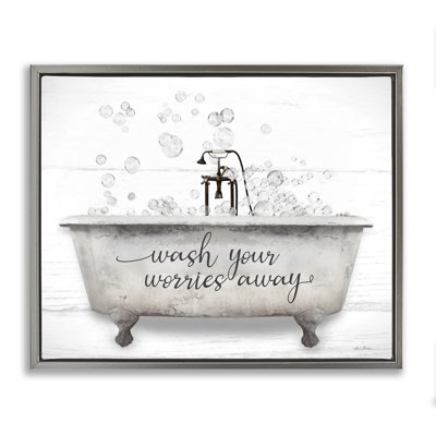 «Wash Worries Away Tub Bubbles», art mural sur toile flottante par Lori Deiter