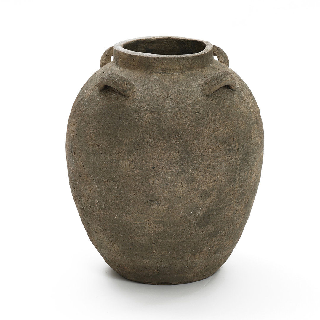 Rustic Brown Terracotta Round 15.4-Inch Tall Vase LuxenHome