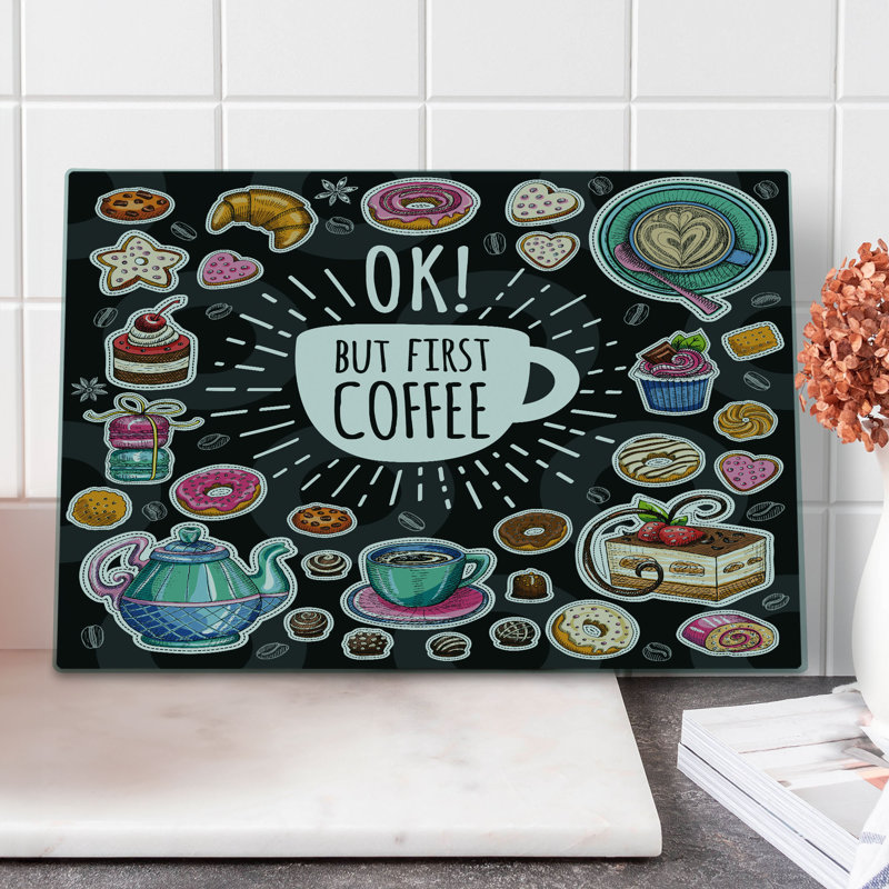 Planche à découper east urban home glass first coffee