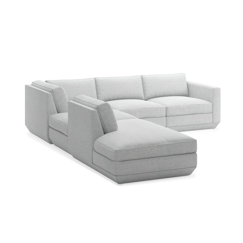 Podium Modular 5 PC Seating Group A, Bayview Silver Performance Twill, Left Hand Facing