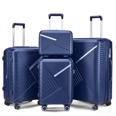 4-Piece Expandable Lightweight Luggage Set with 360-Degree Spinner Wheels, Durable TSA Lock, and Waterproof PP Material for Easy Travel