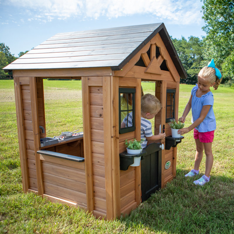 Backyard Discovery Sweetwater 100% Cedar Wood Outdoor Garden Playhouse with Kitchen Accessories & Easy Assembly