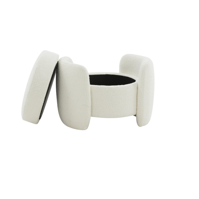 Samari Upholstered Ottoman, Ivory