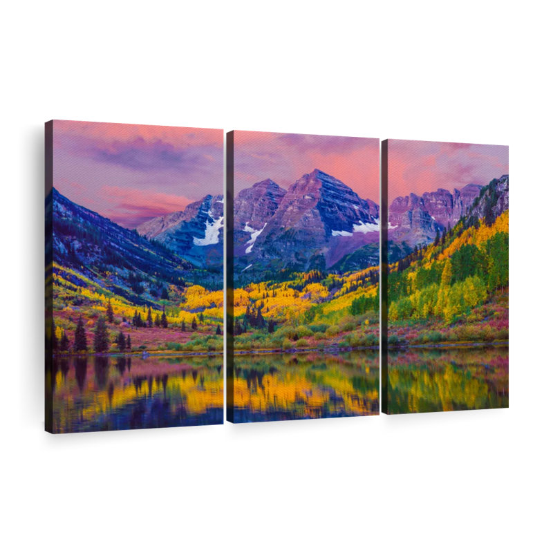 Reproduction d'art sur toile Maroon Bells Autumn Beauty, H 36 po x l 57 po