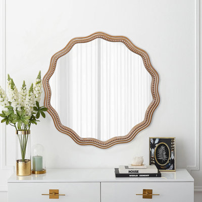 Miroir mural rond en bois 23,62 pouces