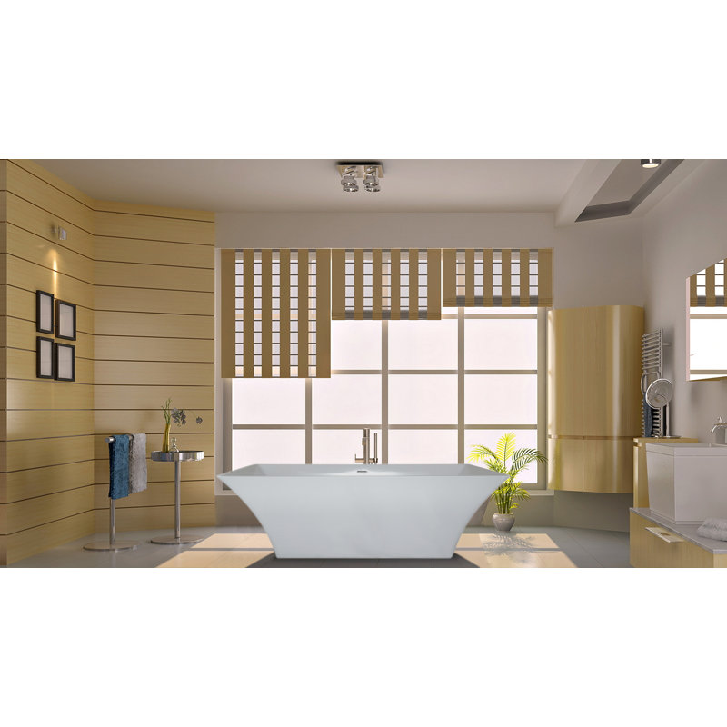 Hyde 68'' L Freestanding Soaking Bathtub, Matte White