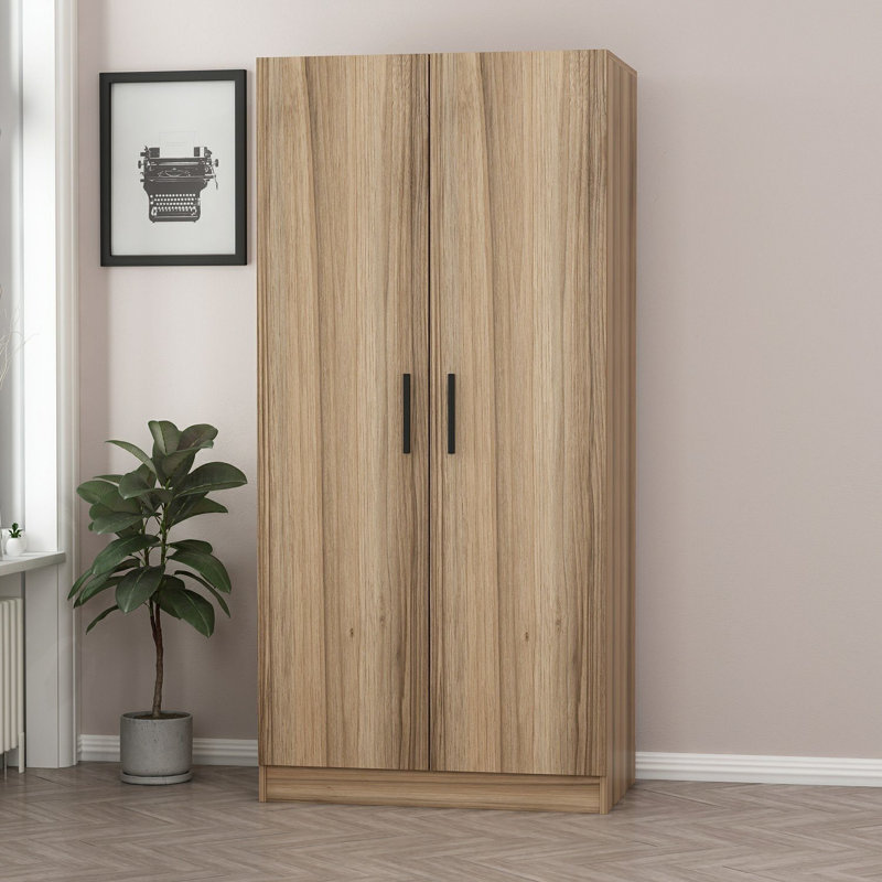 Armoire traditionnelle en chêne, 35,4 po x 82,7 po x 20,5 po | 100% panneau de particules enduit de mélamine, épaisseur: 0,7 pouce | Solution de rangement durable et élégante pour la chambre à coucher, design élégant pour la décoration intérieure classique