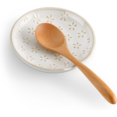 Ceramic Spoon Rest for Stove Top, 4.8 inch Cooking Spoon Holder for Kitchen Counter,Utensil Rest for Ladle, Spatula, Spoons or Tongs, Modern Farmhouse Kitchen Décor