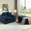 Canapé de coin confortable en velours côtelé bleu avec 2 coussins décoratifs et assise profonde, tissu doux et confortable, structure à ressorts de haute qualité, ergonomie bien pensée, montage facile