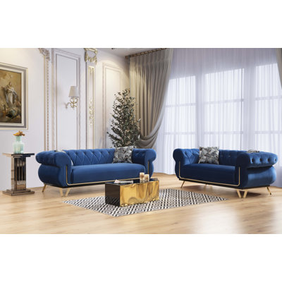 Ensemble de salon en velours 2 pièces Gornall