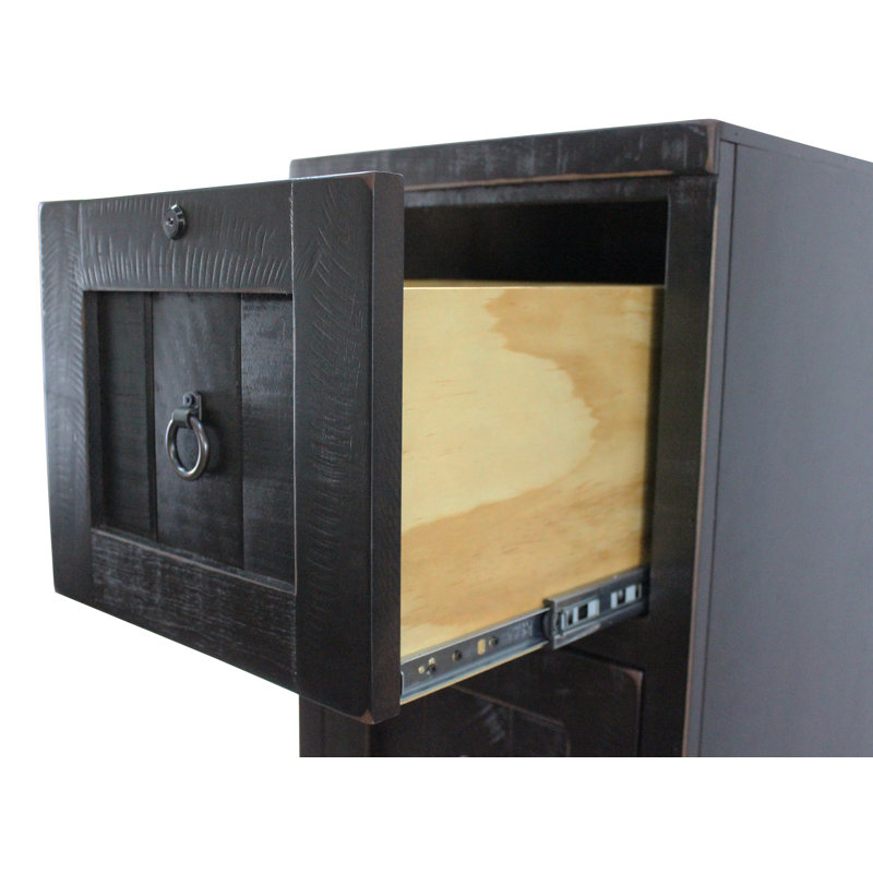 Classeur vertical 4 tiroirs Raina, Noir rustique antique