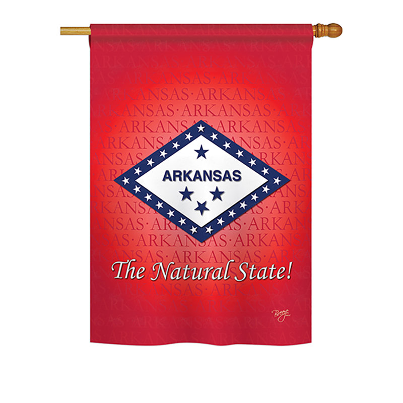 Drapeau de maison en polyester à 2 côtés US State, H 18,5 po x l 13 po, Arkansas