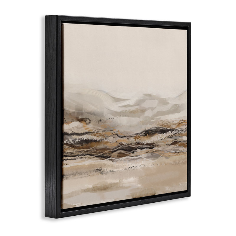 Abstract Mountains Landscape, 18" H x 18" W, Jet Black Floater Frame