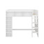 Grand lit mezzanine en bois avec armoires de rangement et tablettes-496475725