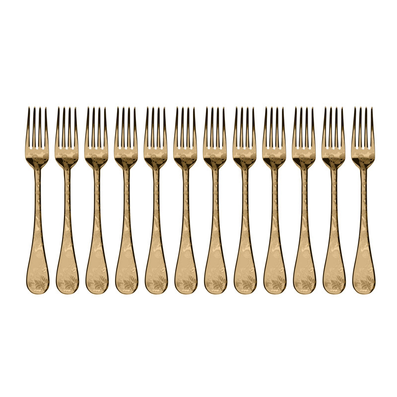 Venere Table Fork - 12 Pieces, Gold