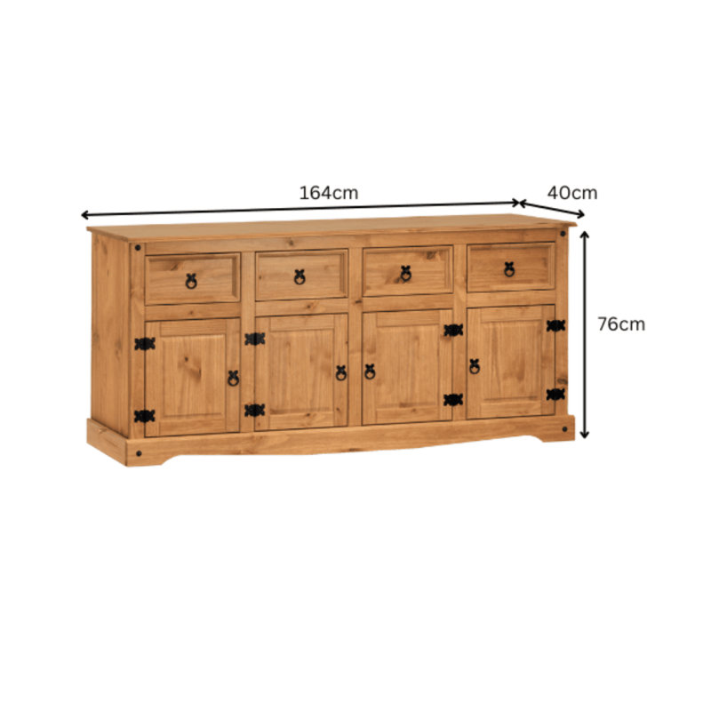 Pocklington 164cm Solid Wood Sideboard, Brown