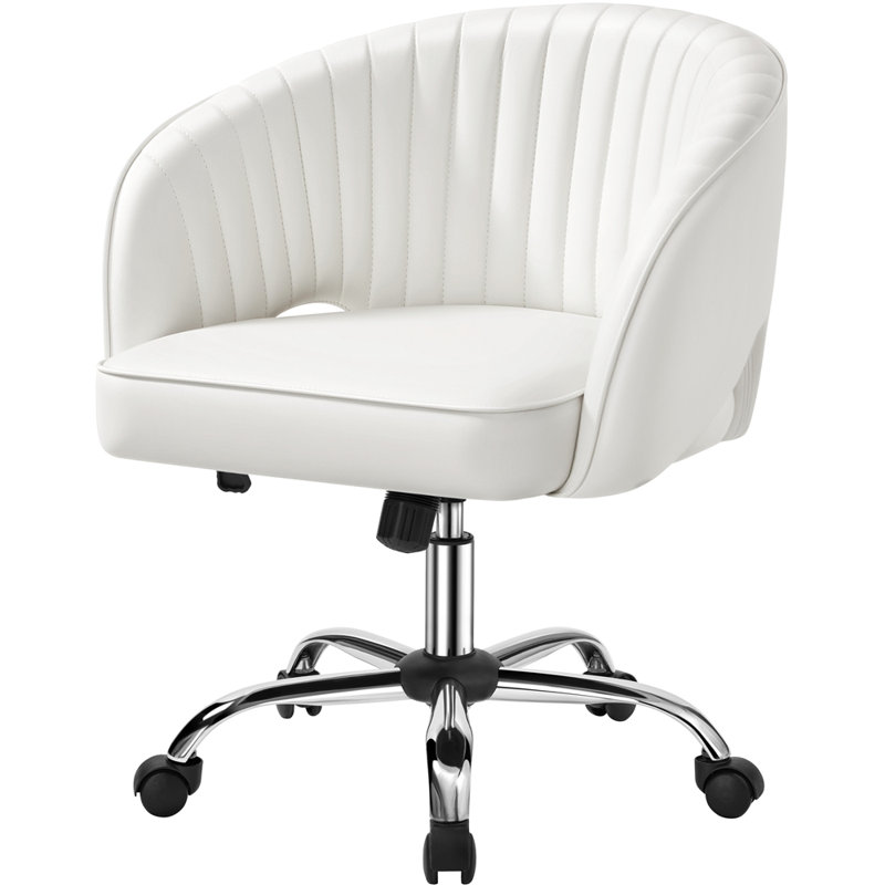 Yaheetech Office Chair, Faux Leather Cream
