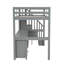 Lit mezzanine simple gris avec bureau et double plateau de rangement simple pour plus de polyvalence
