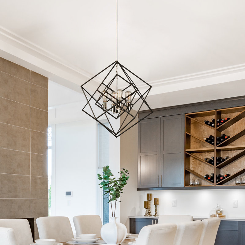 Holzman 4 - Light Dimmable Geometric Chandelier