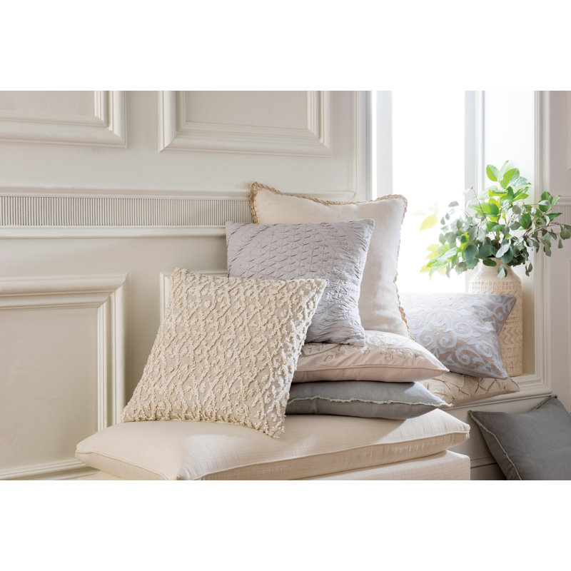 Trafton Chevron Cotton Blend Reversible Throw Pillow, 20" x 20", Light Gray, Pillow Cover Only