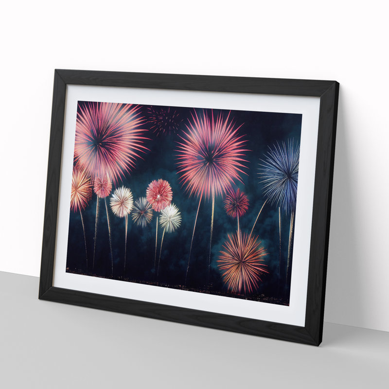 Popular Fireworks 1 Piece Single Picture Frame Wall Art, 34cm H x 46cm W x 2cm D, Black