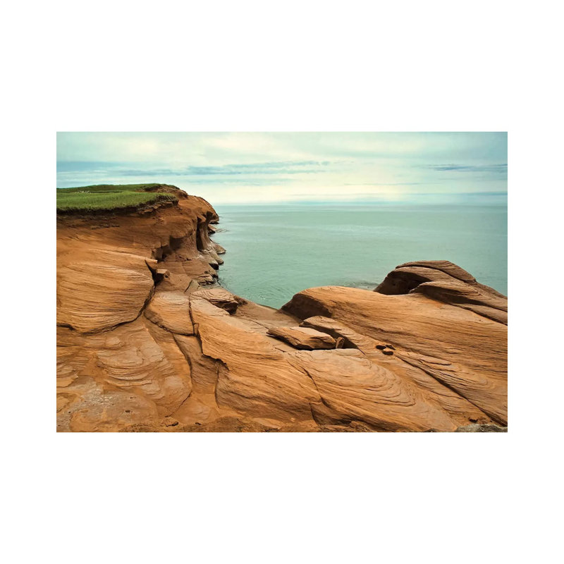 Canada, Quebec, Iles-De-La-Madeleine. Red Cliffs And Ocean by Michele Molinari - Wrapped Canvas Print