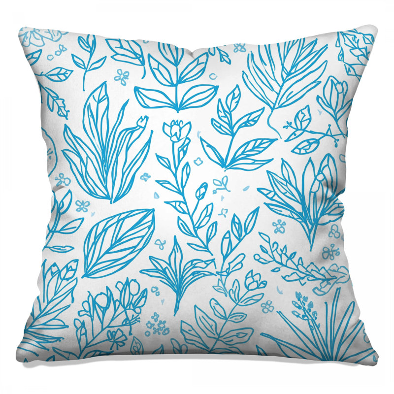 Coussins Blue Botanical Line Art, 18 po x 18 po