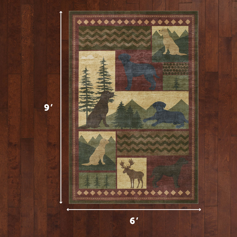 Tapis lavables imprimés Eddie Bauer, Rouge multi, Rectangle 6 pi x 9 pi